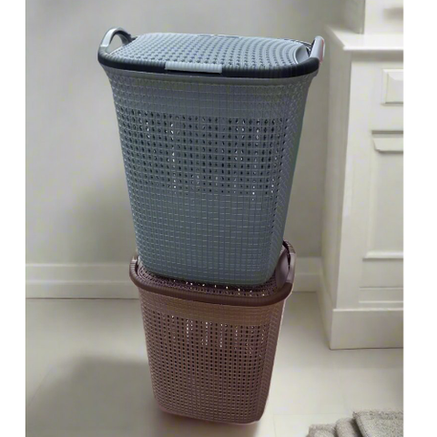 Modern Knit Laundry Hamper with Lid